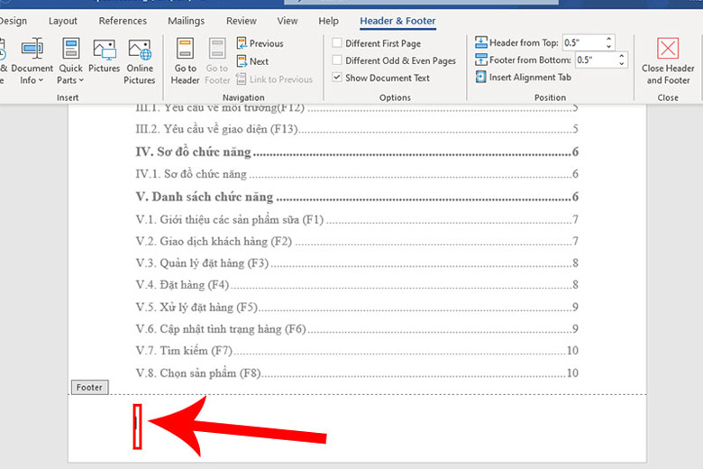 Cách đánh số trang trong word 